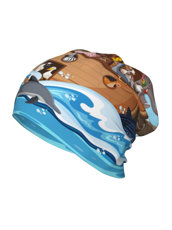Animals on Noah's Ark Floating Kids Beanie Warm Knit Beanie Hats Boys Girls Winter Hat Soft Slouchy Hats for Kids