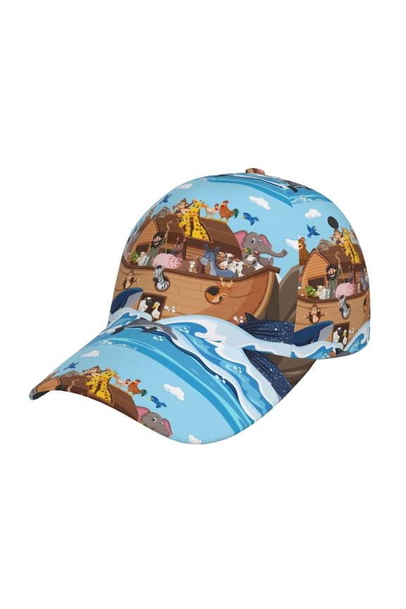 Animals on Noah's Ark Floating Pattern Baseball Cap Outdoor Cap Mountain Dad Hat - Unstructured Soft Cotton Cap-Adjustable UV Protection Cap