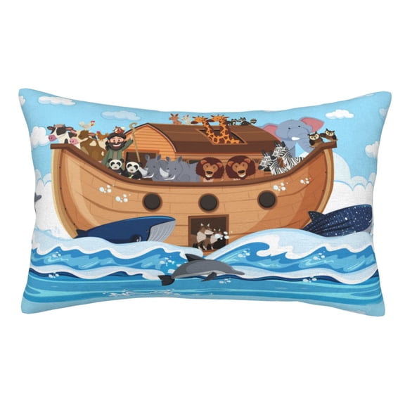 Rateoe Animals on Noah's Ark Pattern Decorative Pillow Case,Throw Pillow Covers,Plush Pillow Cover,Soft Pillow Case,Velvet Pillow Case-14"x20"