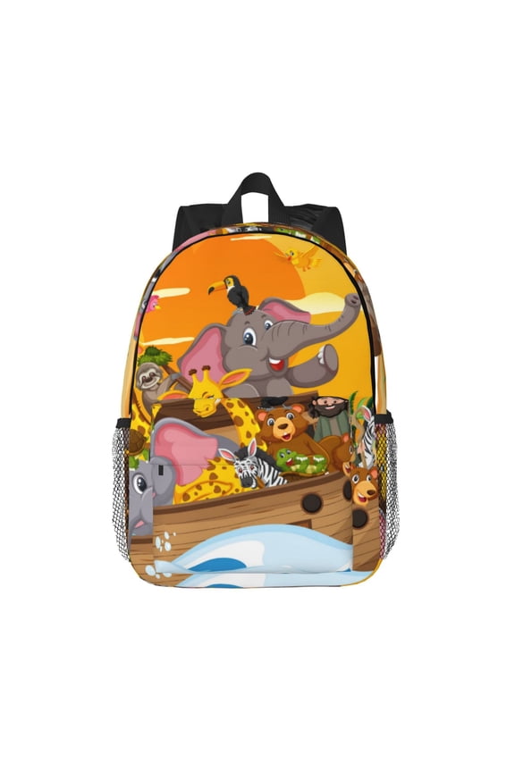 Animals on Noah's Ark1 Pattern Student Backpack Water-resistant Backpack 15-inch Laptop Backpack Lightweight Adjustable School Backpack