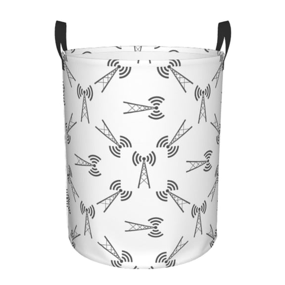 Rateoe Antenna Icon Pattern Round Laundry Hamper Basket, Tall Hamper Basket for Blanket Storage, Nursery Clothes Hamper for Laundry in Bedroom and College Dorm-Small