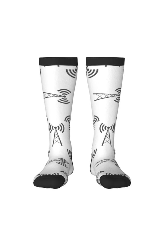 Antenna Icon Pattern Women’s Knee High Crew Socks,Trouser Socks Comfortable, Breathable, Moisture-Wicking and Soft