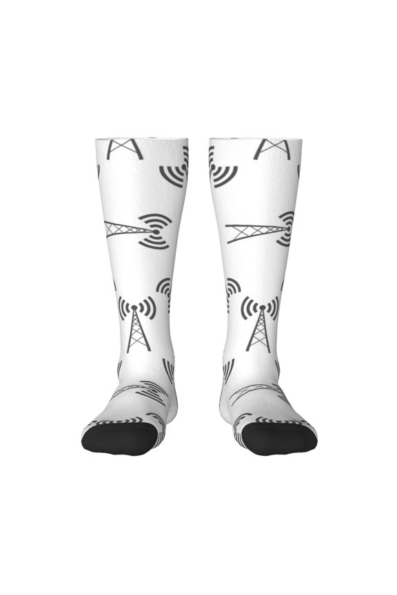 Antenna Icon Pattern Women’s Knee High Crew Socks,Trouser Socks Comfortable, Breathable, Moisture-Wicking and Soft