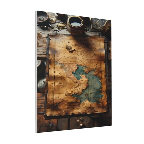 Rateoe Antique Map Adventure Scene Pattern Decorative Picture – Unique Modern Wall Art, Ready-to-Hang Canvas Print for Home (Vertical)
