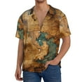 thumbnail image 1 of Rateoe Antique Map Adventure Scene Pattern Men's Short Sleeve Classic Shirt, Casual Short-Sleeved Shirt, Lightweight Summer Shirt, Cuban Collar Shirt,Button-Front Shirt-Small, 1 of 5
