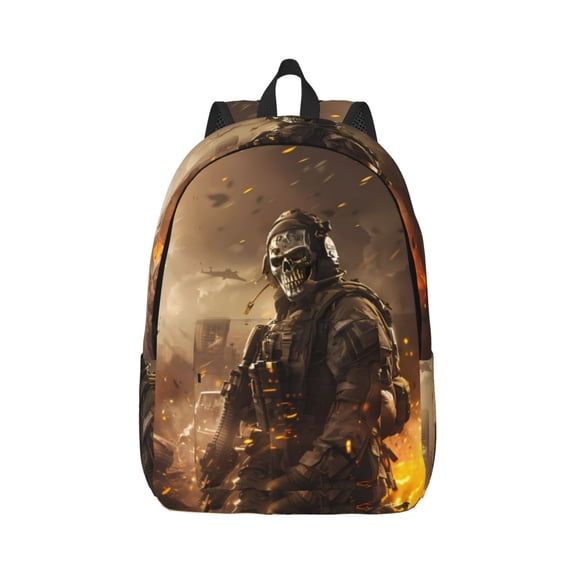 Rateoe Apocalyptic Skull Soldier Pattern Canvas College Laptop Backpack,Travel Daypack,Durable Rucksack Travel Notebook Bag School Backpack Book Bag for Men Women-Small