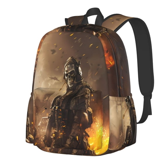 Rateoe Apocalyptic Skull Soldier Pattern Student Backpack,Backpack for School,Lightweight Bag,Travel Backpack,Outdoor Backpack,Large Capacity Backpack