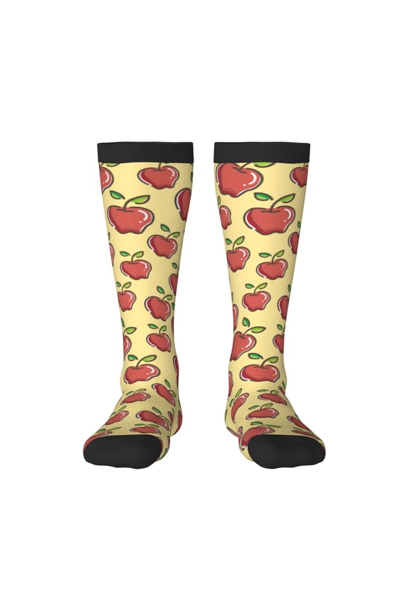Apple Pattern Women’s Knee High Crew Socks,Trouser Socks Comfortable, Breathable, Moisture-Wicking and Soft