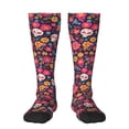 thumbnail image 1 of Rateoe Apricot color Skull flower Pattern Women’s Knee High Crew Socks,Trouser Socks Comfortable, Breathable, Moisture-Wicking and Soft, 1 of 6