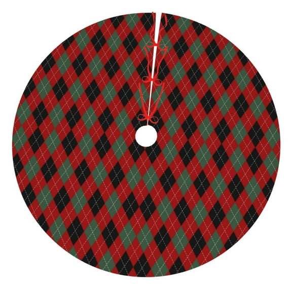 Rateoe Argyle Plaid Print Christmas Tree Skirt 36" for Xmas Holiday New Year Party Circle Tree Mat Ornaments Decoration