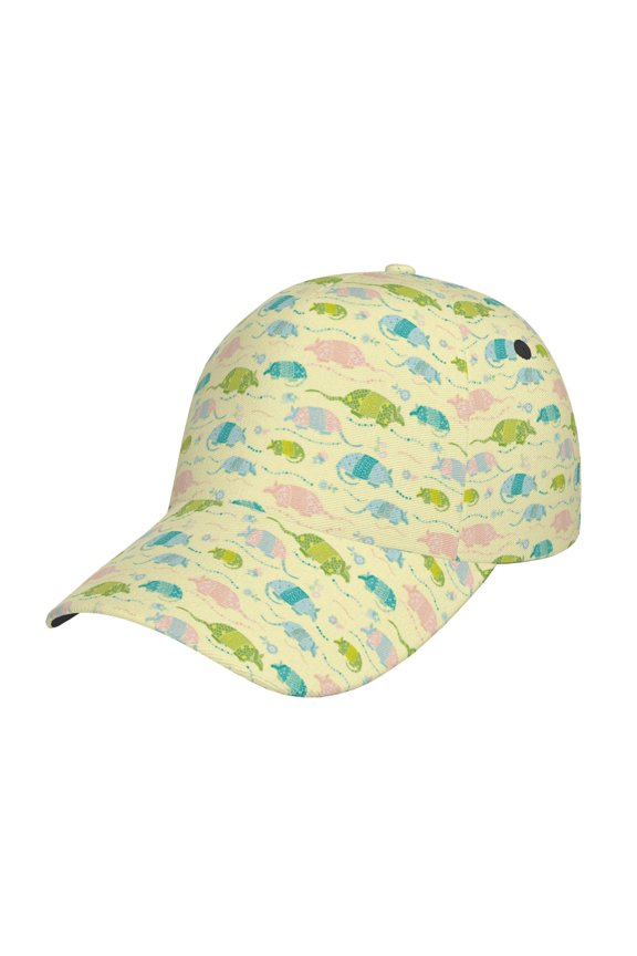 Armadillo Floral Pattern Mens Baseball Cap Adjustable Curved Brim Hat, Soft Cotton Sports Cap for Outdoor, Casual, and Everyday Wear, Comfortable & Breathable