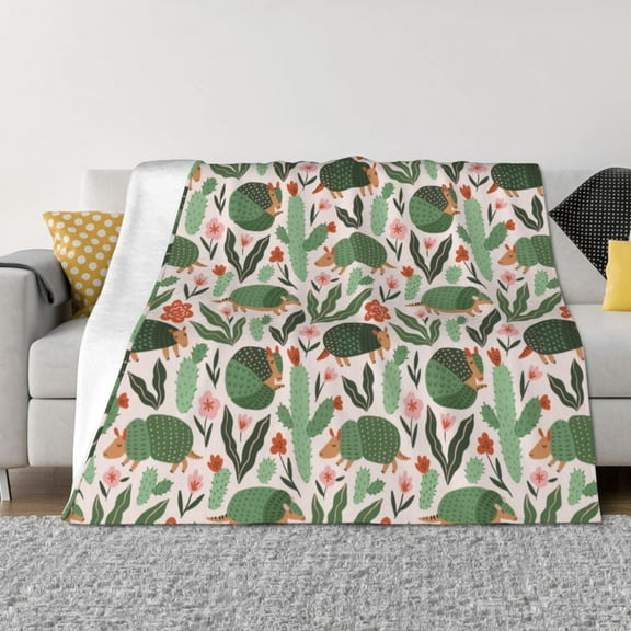 Rateoe Armadillo Pattern Flannel Throw Blanket, Ultra-soft Blanket for Bed, Couch, Car, Hypoallergenic Anti-pilling blanket-