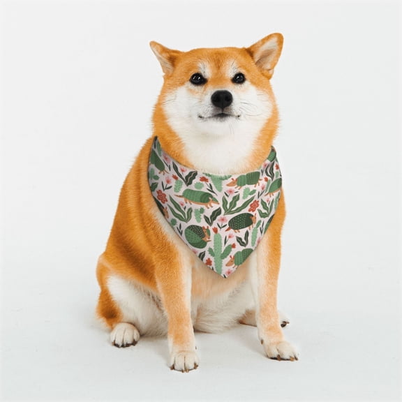 Rateoe Armadillo Print Pet Scarf for Dogs and Cats – Stylish Reflective Design, Breathable & Durable Pet Bandana with Quick-Release Buckle-Medium