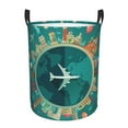 thumbnail image 1 of Rateoe Around The Planet Pattern Round Laundry Hamper Basket, Tall Hamper Basket for Blanket Storage, Nursery Clothes Hamper for Laundry in Bedroom and College Dorm-, 1 of 6