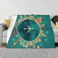 thumbnail image 1 of Rateoe Around The Planet Pattern Flannel Throw Blanket, Ultra-soft Blanket for Bed, Couch, Car, Hypoallergenic Anti-pilling blanket-80"x60"(Horizontal), 1 of 6