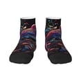 thumbnail image 1 of Rateoe Artistic Colorful Bird Pattern Quarter Crew Socks,Toe Seamed Ankle Socks,Cotton Cushioned Breathable Athletic Crew Sports Socks, 1 of 7