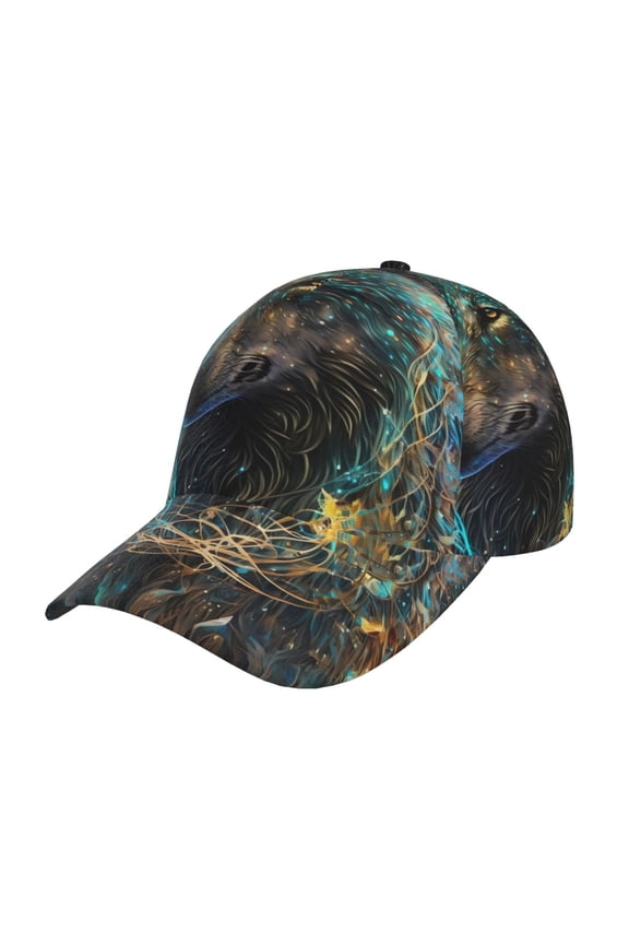 Artistic Light Dot Wolf Pattern Baseball Cap Outdoor Cap Mountain Dad Hat - Unstructured Soft Cotton Cap-Adjustable UV Protection Cap