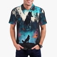 thumbnail image 1 of Rateoe Artistic Moon Valley Wolf Pattern Men's Short Sleeve Polo Shirts, Golf Polo Shirts Short Sleeve Performance Moisture Wicking Dry-Small, 1 of 6