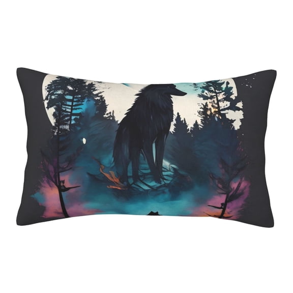 Rateoe Artistic Moon Valley Wolf Pattern Pillow Covers with Invisible Zipper(Pillows are not Included) Standard Pillowcases-16"x24"