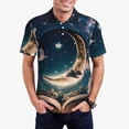 thumbnail image 1 of Rateoe Artistic Starry Sky Moon Book Pattern Men's Short Sleeve Polo Shirts, Golf Polo Shirts Short Sleeve Performance Moisture Wicking Dry-3X-Large, 1 of 6