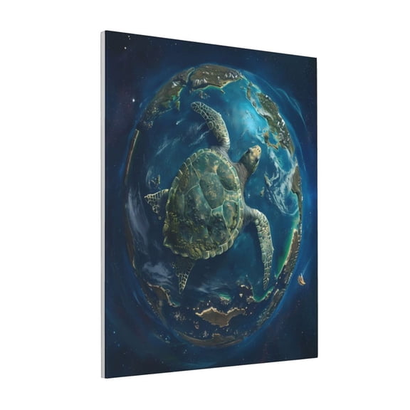 Rateoe Artistic Turtle Earth Pattern Decorative Picture – Unique Modern Wall Art, Ready-to-Hang Canvas Print for Home (Vertical)