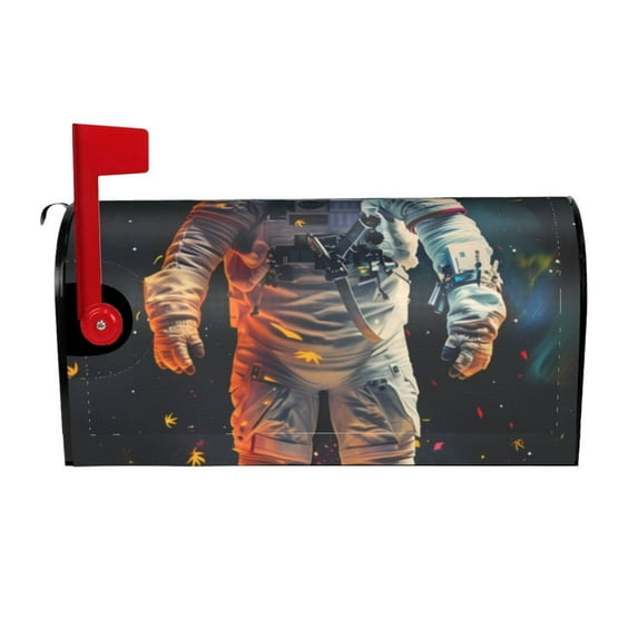 Rateoe Astronaut Cosmic Rainbow Printed Mailbox Covers - Easy to Install Fall, Winter, Spring, Summer Mailbox Cover - Weather and UV-Resistant Mailbox Decor - Mailbox Magnetic Covers-25.5x21 in