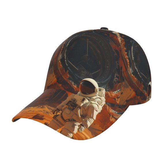 Rateoe Astronaut Exploring Mars Pattern Men’s Baseball Cap – Adjustable Curved Brim Hat, Soft Cotton Sports Cap for Outdoor, Casual, and Everyday Wear, Comfortable & Breathable