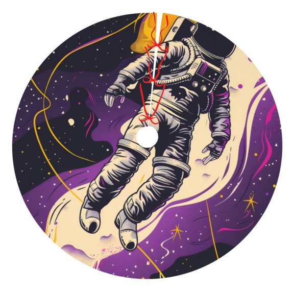 Rateoe Astronaut Floating purple Space Print Christmas Tree Skirt 30" for Xmas Holiday New Year Party Circle Tree Mat Ornaments Decoration