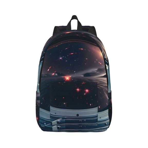 Rateoe Astronaut Helmet Reflections Pattern Canvas College Laptop Backpack,Travel Daypack,Durable Rucksack Travel Notebook Bag School Backpack Book Bag for Men Women-Medium