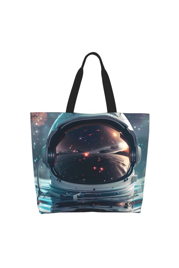Astronaut Helmet Reflections Tote Bag - Waterproof Lightweight Handbags Travel Shoulder Bag for Hiking Yoga Gym Swimming Travel Beach