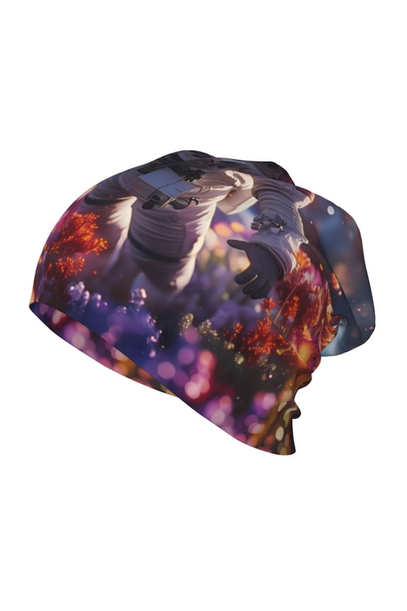 Astronaut In Cosmic Garden Kids Beanie Warm Knit Beanie Hats Boys Girls Winter Hat Soft Slouchy Hats for Kids
