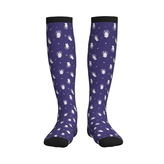 Rateoe Astronaut Rabbit Compression Socks for Women and Men 20-30mmHg-Circulation Support Socks Knee High Nurse Pregnant Running Medical and Travel Athletic