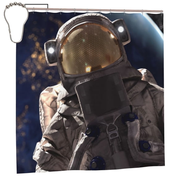 Rateoe Astronaut Shower Curtain - Fancy Bathroom Shower Curtain Sets - Waterproof Shower Curtain with Hooks with 12 Plastic Hooks 72x72 Inches