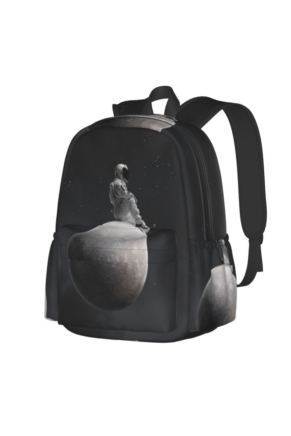 Astronaut Sitting On Mercury Planet Pattern Student Backpack,Backpack for School,Lightweight Bag,Travel Backpack,Outdoor Backpack,Large Capacity Backpack