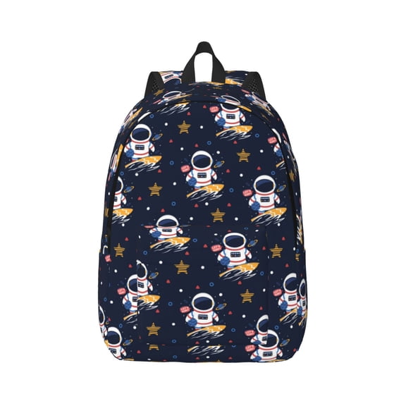 Rateoe Astronaut Surfing Pattern Canvas College Laptop Backpack,Travel Daypack,Durable Rucksack Travel Notebook Bag School Backpack Book Bag for Men Women-Medium