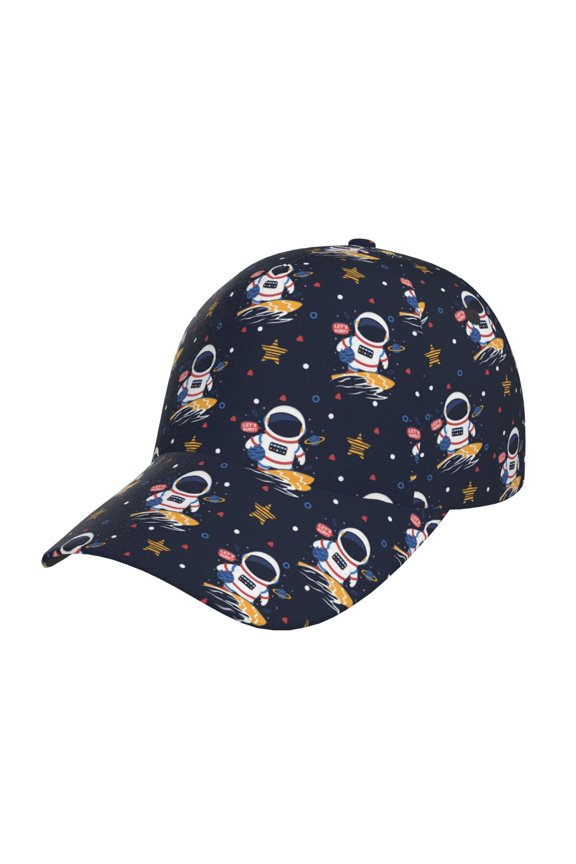 Astronaut Surfing Pattern Mens Baseball Cap Adjustable Curved Brim Hat, Soft Cotton Sports Cap for Outdoor, Casual, and Everyday Wear, Comfortable & Breathable