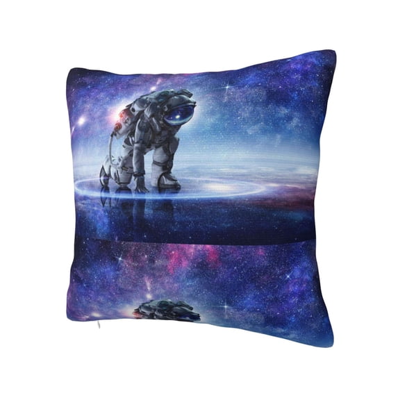 Rateoe Astronauts Start Running Pattern Throw Pillow Cover Premium Pillow Stuffer Sham Square for Decorative Cushion Bed Couch Sofa(Pillow insert not included)