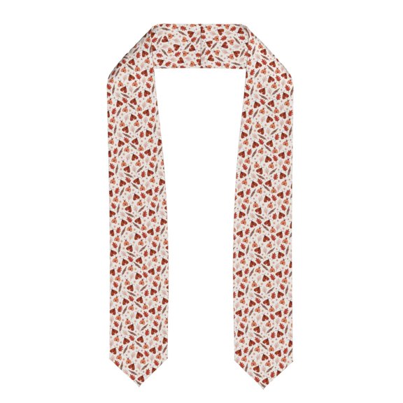 Rateoe Autumn Brown Butterfly Pattern Graduation Shawl Stole – Elegant Stole for Graduates ,Graduation Gown Accessory, Academic Stole-Flattened