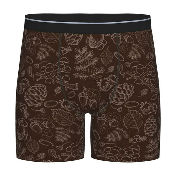 Rateoe Autumn Brown Plants Print Men’s Underwear Boxer Briefs Soft Comfortable Underwear Boxer Briefs, Long Leg Briefs,Anti-chafing Boxer Briefs