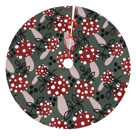 Rateoe Autumn Forest Mushrooms Print Christmas Tree Skirt 30" for Xmas Holiday New Year Party Circle Tree Mat Ornaments Decoration