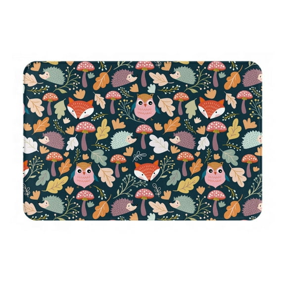 Rateoe Autumn Forest Pattern Flannel Door Mat Indoor Outdoor Entrance, Waterproof All-Weather Doormat,Fade Resistant, Low Profile Entryway Mat 16x24in