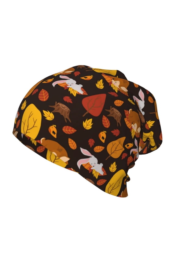 Autumn Forest Small Animals Lazy Kids Beanie Warm Knit Beanie Hats Boys Girls Winter Hat Soft Slouchy Hats for Kids