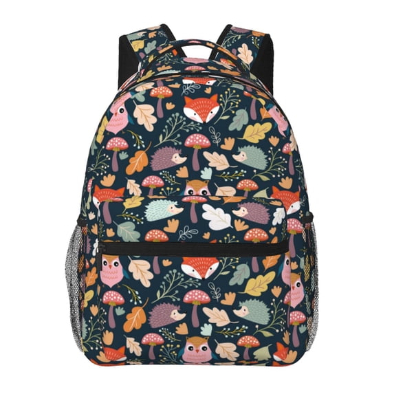Rateoe Autumn Fox Owl Pattern Casual Backpack for School, Work, Travel – Adjustable Straps, Multiple Compartments – Ergonomic Design, Fits Laptops and Tablets