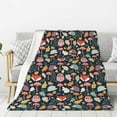 thumbnail image 1 of Rateoe Autumn Fox Owl Pattern Flannel Throw Blanket, Ultra-soft Blanket for Bed, Couch, Car, Hypoallergenic Anti-pilling blanket-60"x50"(Vertical), 1 of 6