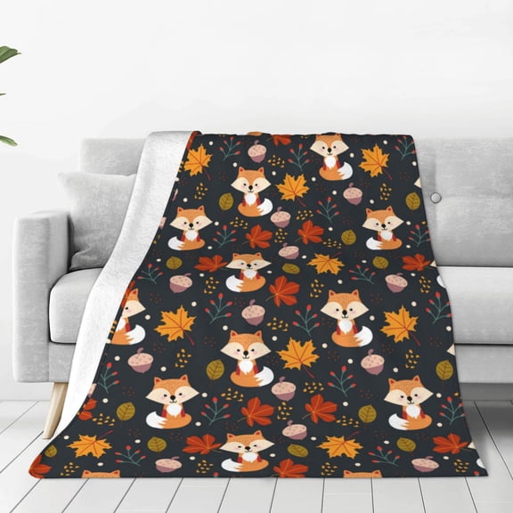 Rateoe Autumn Fox Print Fuzzy Fleece Throw Blanket Extra Large,Super Soft,Fluffy and Warm Blankets for Couch,Bed,All Season Use (60"x50")