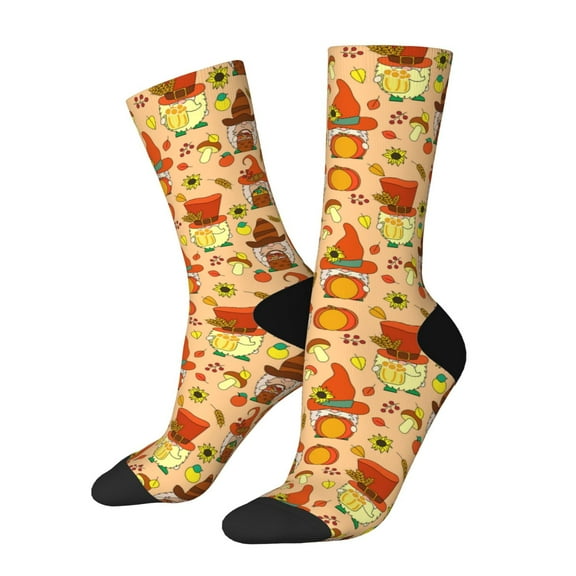 Rateoe Autumn Gnomes for Women Casual Calf Socks - Cute Crew Socks - Thin Soft Above Ankle Socks Size 5-11
