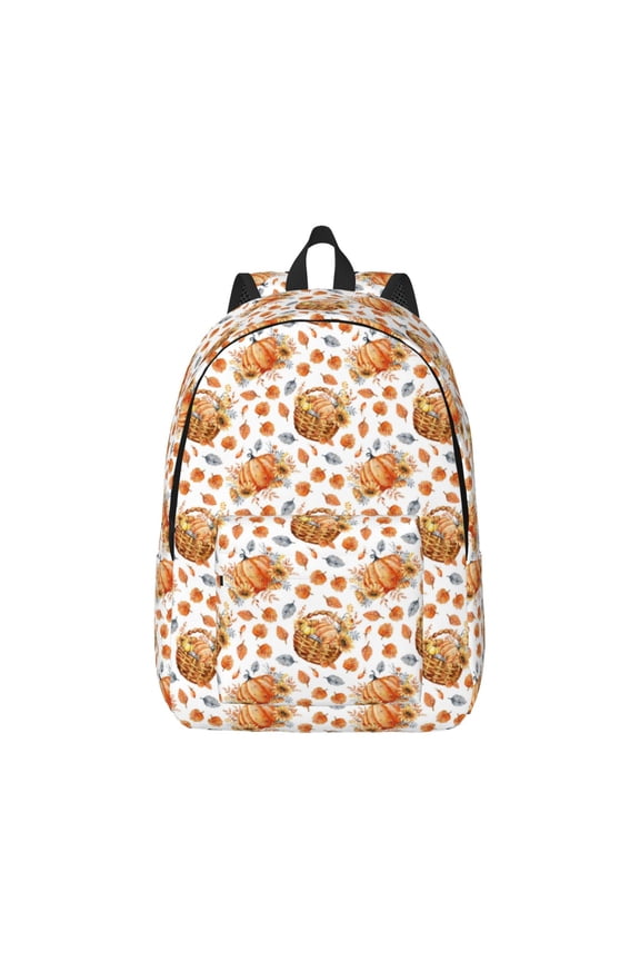 Autumn Harvest Baskets Pattern Canvas College Laptop Backpack,Travel Daypack,Durable Rucksack Travel Notebook Bag School Backpack Book Bag for Men Women-Small