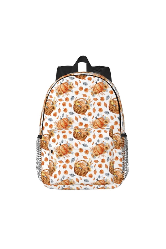 Autumn Harvest Baskets Pattern Student Backpack Water-resistant Backpack 15-inch Laptop Backpack Lightweight Adjustable School Backpack