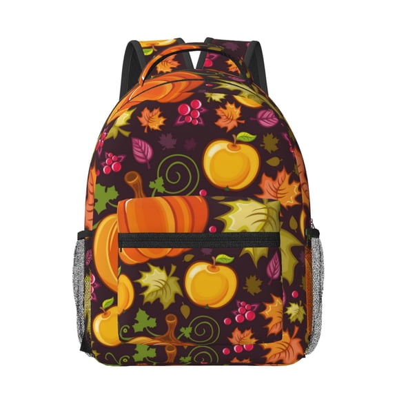 Rateoe Autumn Harvest Pumpkin Joy Pattern Durable Student Backpack Laptop Bag- Ergonomic Design, Waterproof Twill Fabric - Ideal for School, Travel, and Outdoor Activities-One Size