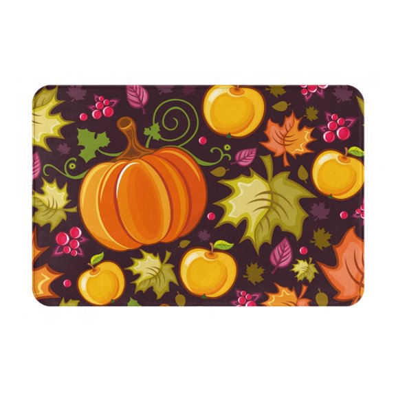 Rateoe Autumn Harvest Pumpkin Joy Pattern Flannel Door Mat Indoor Outdoor Entrance, Waterproof All-Weather Doormat,Fade Resistant, Low Profile Entryway Mat 16x24in